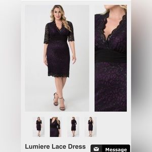 Kiyonna Purple-lined Black Lace Dress, 2X